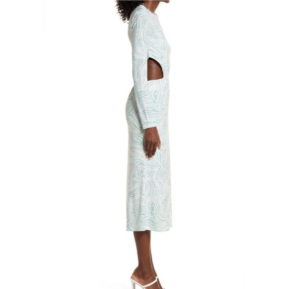 Open Edit - Light Green/White Long Sleeve Midi XL Dress - Picture 4 of 12